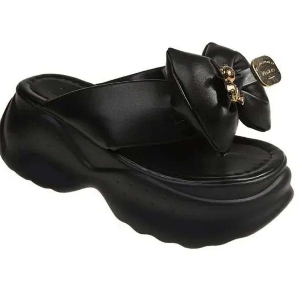 Black bow tie slides